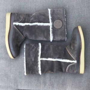 TORY BURCH Suede & Shearling Tall Pull on Boot